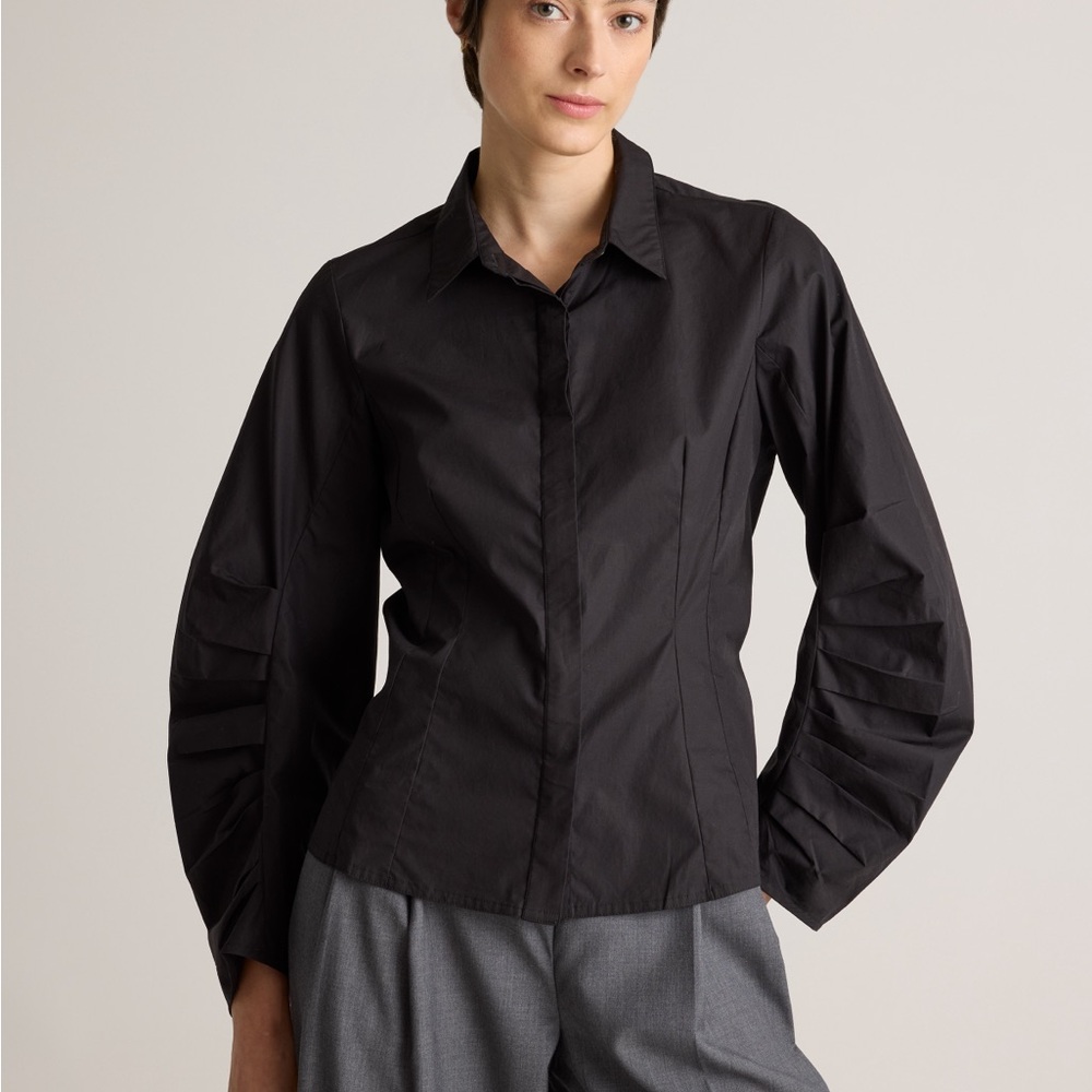 Quince Poplin Puff Sleeve Button Up Shirt